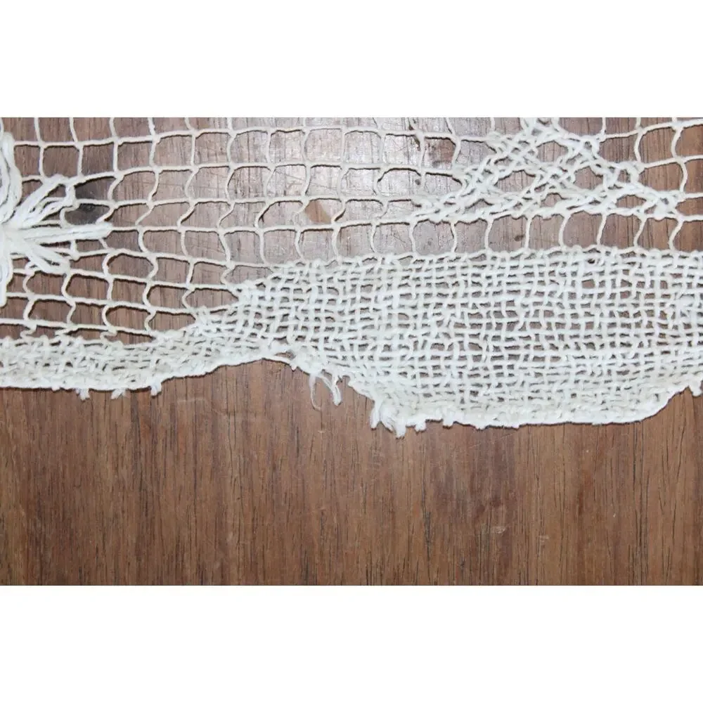 Vintage Handmade Crochet Lace White Tablecloth Shabby Chic Scallop 64